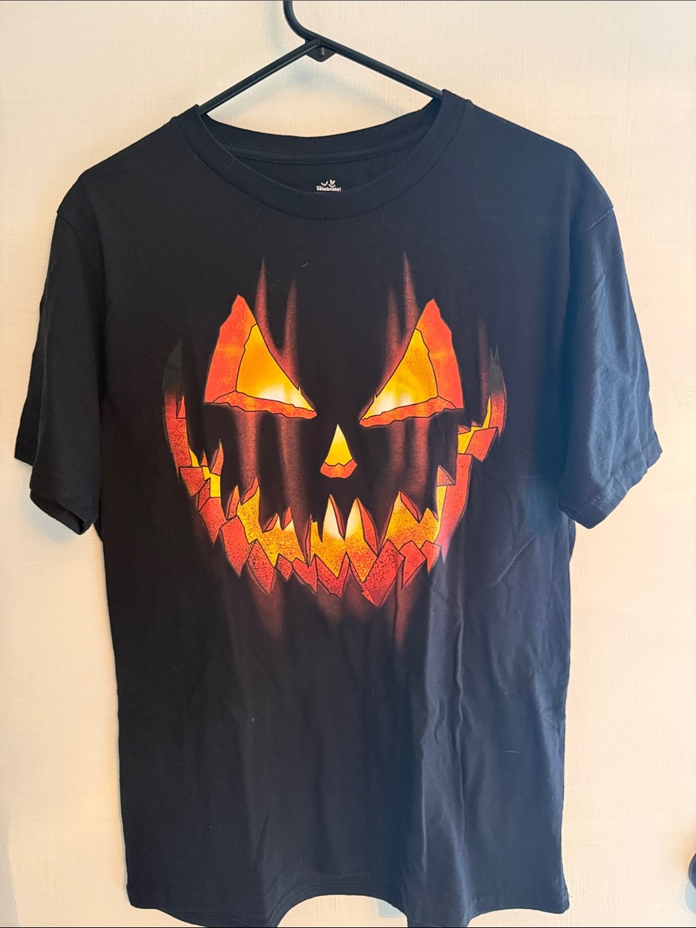 Black Halloween Pumpkin Face Graphic Tee